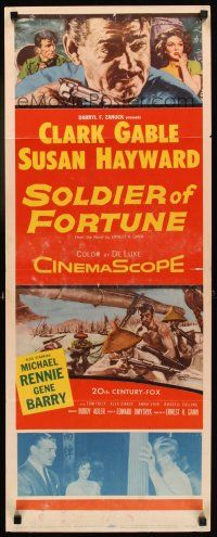 1z658 SOLDIER OF FORTUNE insert '55 art of Clark Gable shooting gun, plus Susan Hayward!