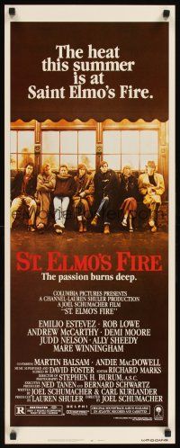 1z664 ST. ELMO'S FIRE insert '85 Rob Lowe, Demi Moore, Emilio Estevez, Ally Sheedy, Judd Nelson