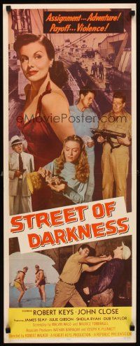 1z677 STREET OF DARKNESS insert '58 the assignment was adventure, the payoff was violence!