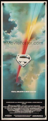 1z682 SUPERMAN insert '78 D.C. comic book super hero, cool Bob Peak shield art!