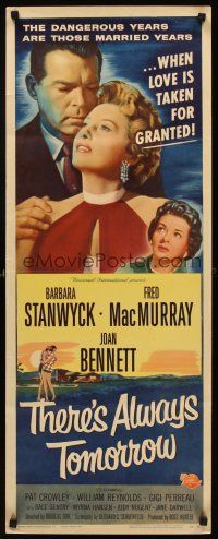 1z701 THERE'S ALWAYS TOMORROW insert '56 Fred MacMurray torn between Stanwyck & Joan Bennett!