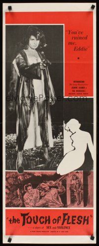 1z718 TOUCH OF FLESH insert '61 great image of girl in robe w/gun, You've ruined me, Eddie!