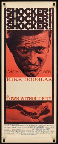 1z719 TOWN WITHOUT PITY insert '61 intense artwork of Kirk Douglas, plus sexy Christine Kaufmann!