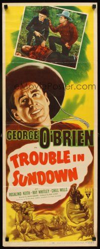 1z725 TROUBLE IN SUNDOWN insert R47 cowboy George O'Brien in western action!