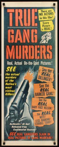 1z726 TRUE GANG MURDERS insert '60 no actors, see real killers slain in an orgy of gang warfare!