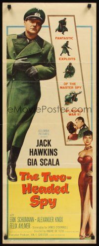 1z728 TWO-HEADED SPY insert '58 Jack Hawkins, Gia Scala, fantastic exploits of master of espionage