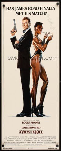 1z740 VIEW TO A KILL insert '85 art of Roger Moore as James Bond & Grace Jones by Daniel Goozee!