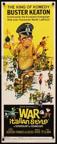 1z748 WAR ITALIAN STYLE insert '66 Due Marines e un Generale, cartoon art of Buster Keaton as Nazi