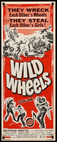 1z772 WILD WHEELS insert '69 teen rebels wreck each other's wheels & steal each other's girls!