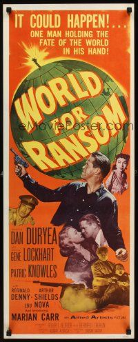 1z781 WORLD FOR RANSOM insert '54 Robert Aldrich, Dan Duryea holds the fate of the world!