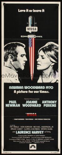 1z784 WUSA insert '70 Paul Newman, Joanne Woodward, cool microphone dagger art!