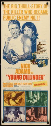 1z790 YOUNG DILLINGER insert '65 Nick Adams, Mary Ann Mobley, filmed with machine-gun speed!