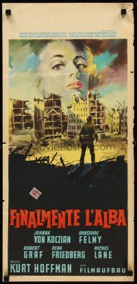 1z005 AREN'T WE WONDERFUL? Italian locandina '58 German comedy, art of bombed out city!