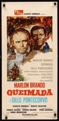 1z015 BURN Italian locandina '70 Marlon Brando profiteers from war, directed by Pontecorvo!