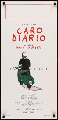 1z018 CARO DIARIO Italian locandina '94 Nanni Moretti, cool artwork of man on moped!