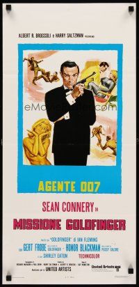 1z045 GOLDFINGER Italian locandina R70s different art of Sean Connery as James Bond 007!