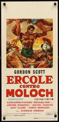 1z052 HERCULES AGAINST MOLOCH Italian locandina '63 cool sword & sandal art of Gordon Scott!