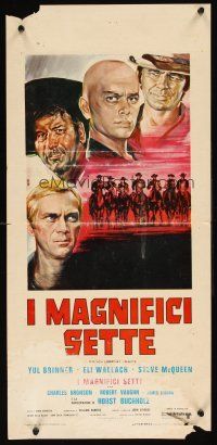 1z071 MAGNIFICENT SEVEN Italian locandina R70 Yul Brynner, McQueen, Sturges' 7 Samurai western!