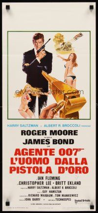 1z075 MAN WITH THE GOLDEN GUN Italian locandina '74 art of Roger Moore as James Bond by McGinnis!
