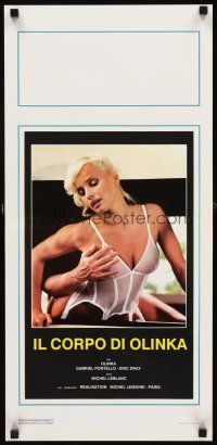 1z082 MOBILE HOME GIRLS Italian locandina '89 image of sexy Olinka Hardiman in lingerie!