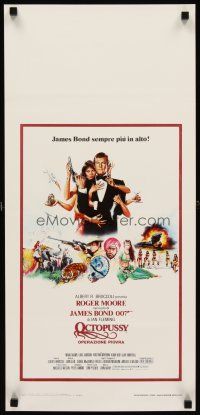 1z087 OCTOPUSSY Italian locandina '83 art of Maud Adams & Roger Moore as James Bond by Gouzee