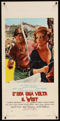 1z088 ONCE UPON A TIME IN THE WEST Italian locandina '68 Bronson & sexy Claudia Cardinale!