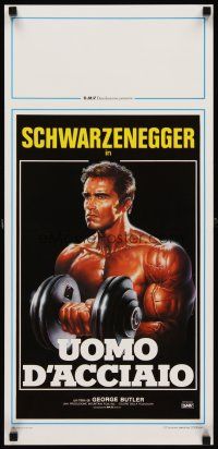 1z092 PUMPING IRON Italian locandina '86 Sciotti art young bodybuilder Arnold Schwarzenegger!