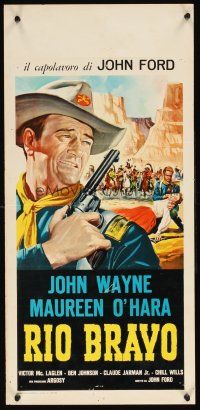 1z095 RIO GRANDE Italian locandina R60s different art of John Wayne, directed by John Ford!