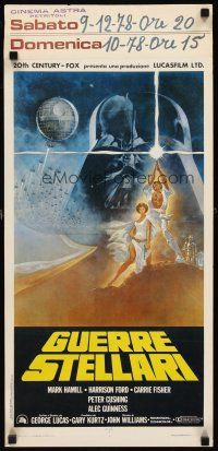 1z107 STAR WARS Italian locandina '77 George Lucas classic sci-fi epic, great art by Tom Jung!