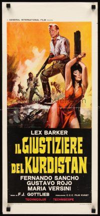 1z124 WILD KURDISTAN Italian locandina '72 art of Lex Barker with gun by sexy girl bound to post!