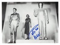 2a165 PATRICIA NEAL signed 10x13.5 REPRO still '03 w/ Rennie & Gort from Day the Earth Stood Still!