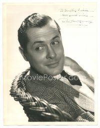 2a159 ROBERT MONTGOMERY signed deluxe 10x13 still '30s head & shoulders portrait seated in chair!