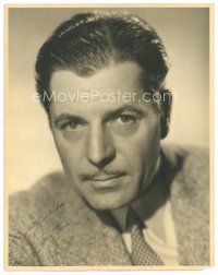 2a162 WARNER BAXTER signed deluxe 11x14 still '40 head & shoulders close up in suit & tie!