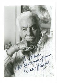 2a989 CESAR ROMERO signed 5x7 REPRO still '80s great close up of the actor late in his career!