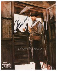 2a731 CLINT EASTWOOD signed color 8x10 REPRO still '90s full-length from A Fistful of Dollars!