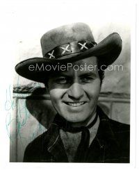 2a783 GEORGE MONTGOMERY signed 8x10 REPRO still '80s close up wearing cool cowboy hat!