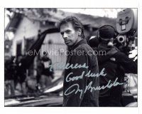2a814 JERRY BRUCKHEIMER signed 8x10 REPRO still '90s great image of the producer by camera on set!