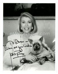 2a822 JOAN RIVERS signed 8x10 REPRO still '80s great close portrait with her cute dog!