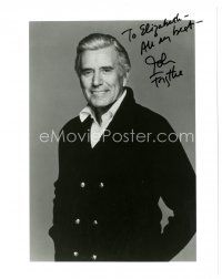 2a827 JOHN FORSYTHE signed 8x10 REPRO still '80s great waist-high smiling portrait from Dynasty!
