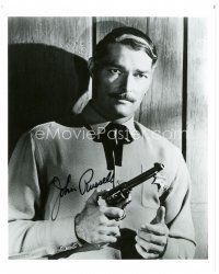2a829 JOHN RUSSELL signed 8x10 REPRO still '80s close up as marshal holding his gun!