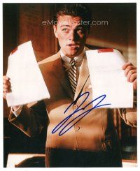 2a867 LEONARDO DICAPRIO signed color 8x10 REPRO still '00s great close up from Catch Me If You Can!