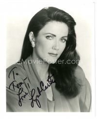 2a877 LYNDA CARTER signed 8x10 REPRO still '80s head & shoulders portrait of TV's Wonder Woman!