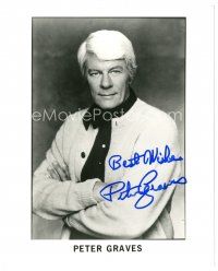 2a929 PETER GRAVES signed 8x10 REPRO still '80s waist-high portrait with his arms crossed!