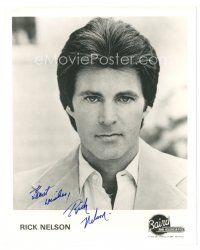 2a936 RICKY NELSON signed 8x10 REPRO still '80s head & shoulders portrait of the star!