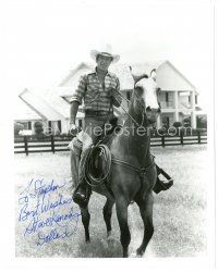 2a962 STEVE KANALY signed 8x10 REPRO still '80s full-length portrait riding on horse!
