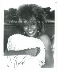 2a971 TINA TURNER signed 8x9.75 REPRO still '86 great close up of the singer smiling really big!