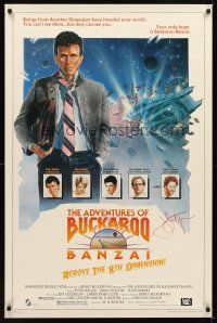 2a049 ADVENTURES OF BUCKAROO BANZAI signed 1sh '84 by John Lithgow, art of Peter Weller!
