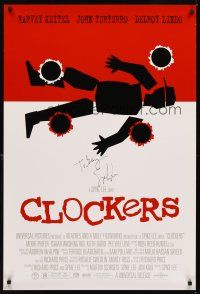 2a057 CLOCKERS signed 1sh '95 by director Spike Lee, cool crime artwork!