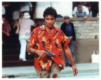 2a686 AL PACINO signed color 8x10 REPRO still '00s bloody close up with gun from Scarface!