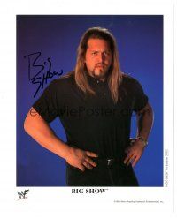 2a705 BIG SHOW signed color 8x10 REPRO still '99 waist-high portrait of the WWF wrester!